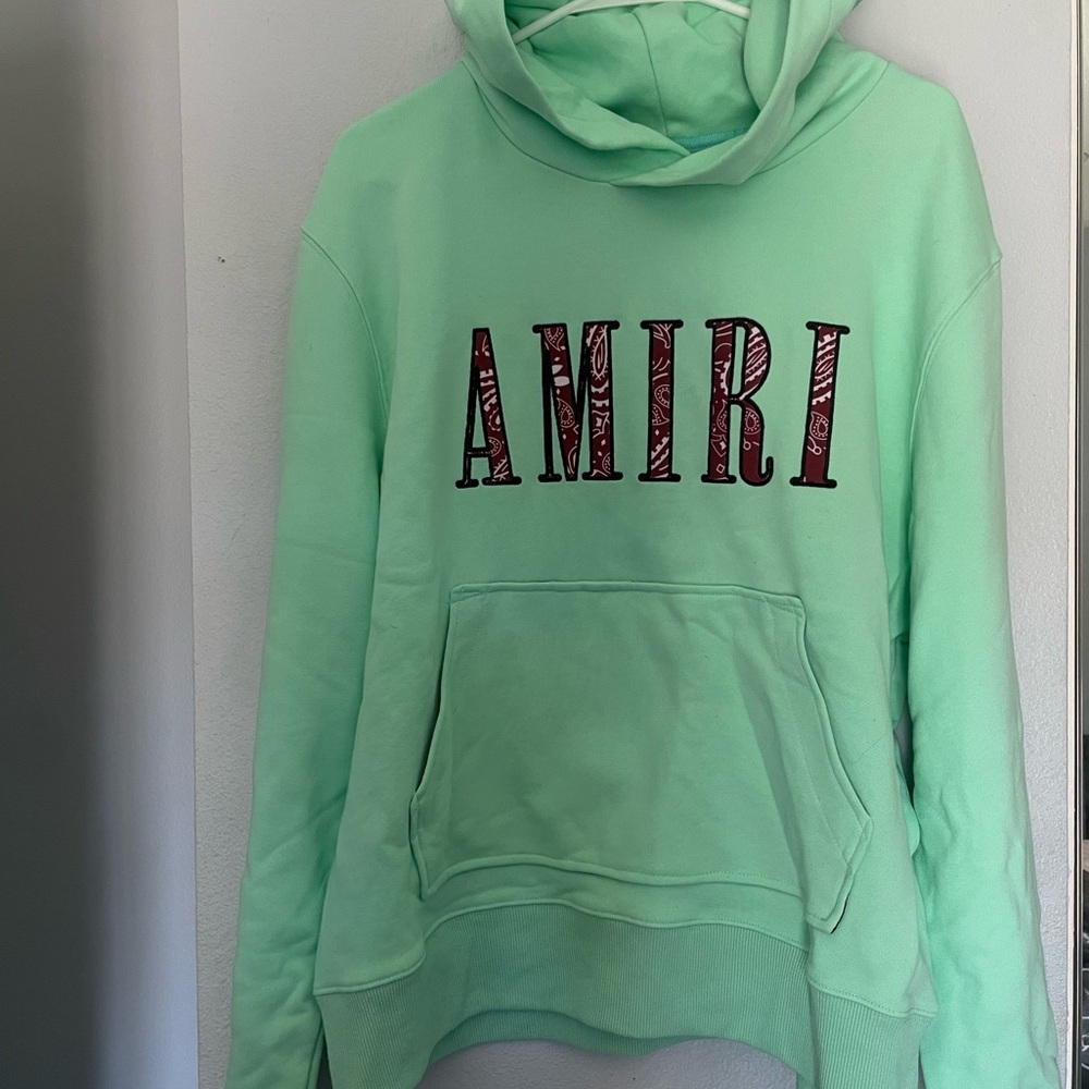 AMIRI turquoise and red paisley hoodie